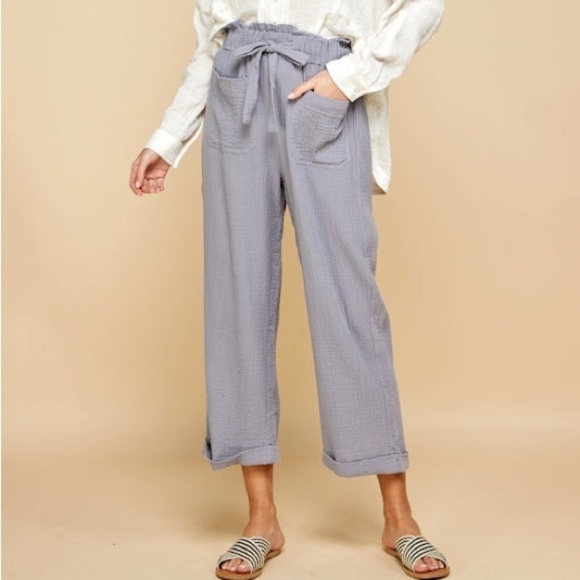 Cotton Gauze OFF THE COAST LINEN PANTS in Grey Size Small NWT - Picture 1 of 11